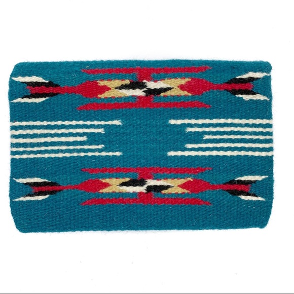 Turquoise Chimayo Style Wool Clutch Purse - Picture 2 of 13